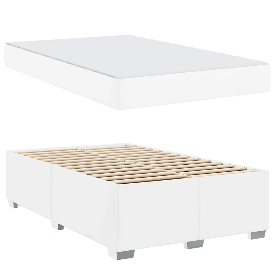 Cadre de lit avec matelas Blanc 120 x 190 cm tissu - 5