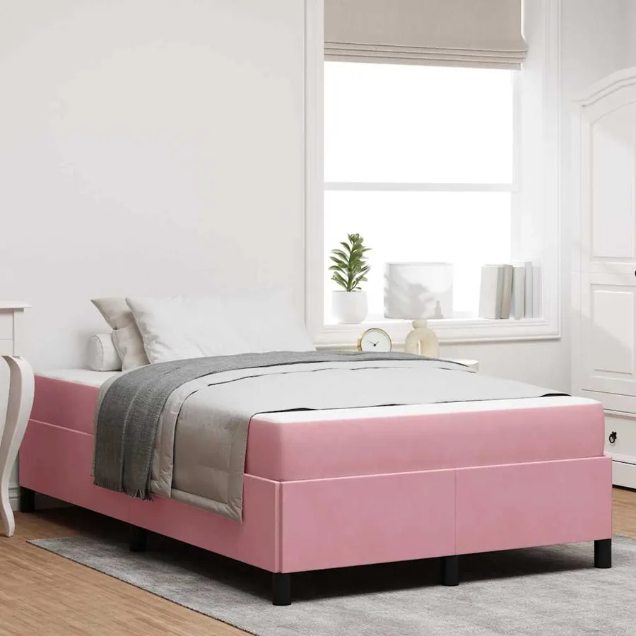 Cadre de lit avec matelas Rose 120 x 190 cm tissu