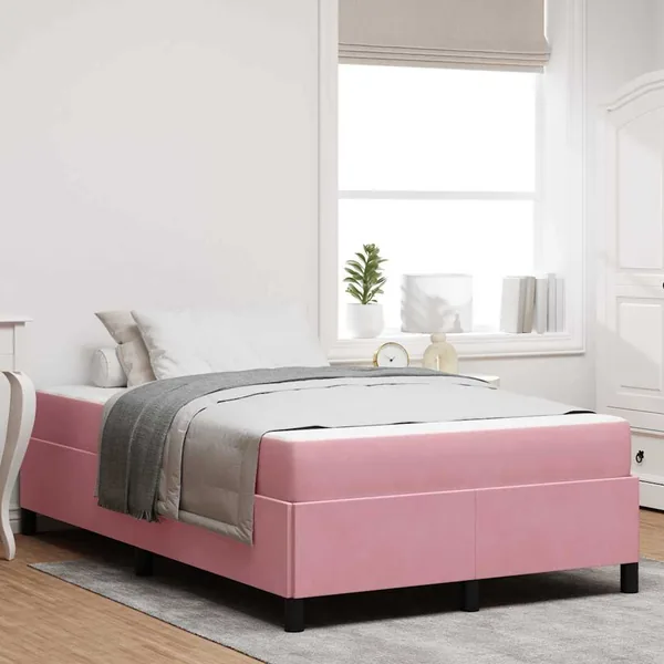 Cadre de lit avec matelas Rose 120 x 190 cm tissu