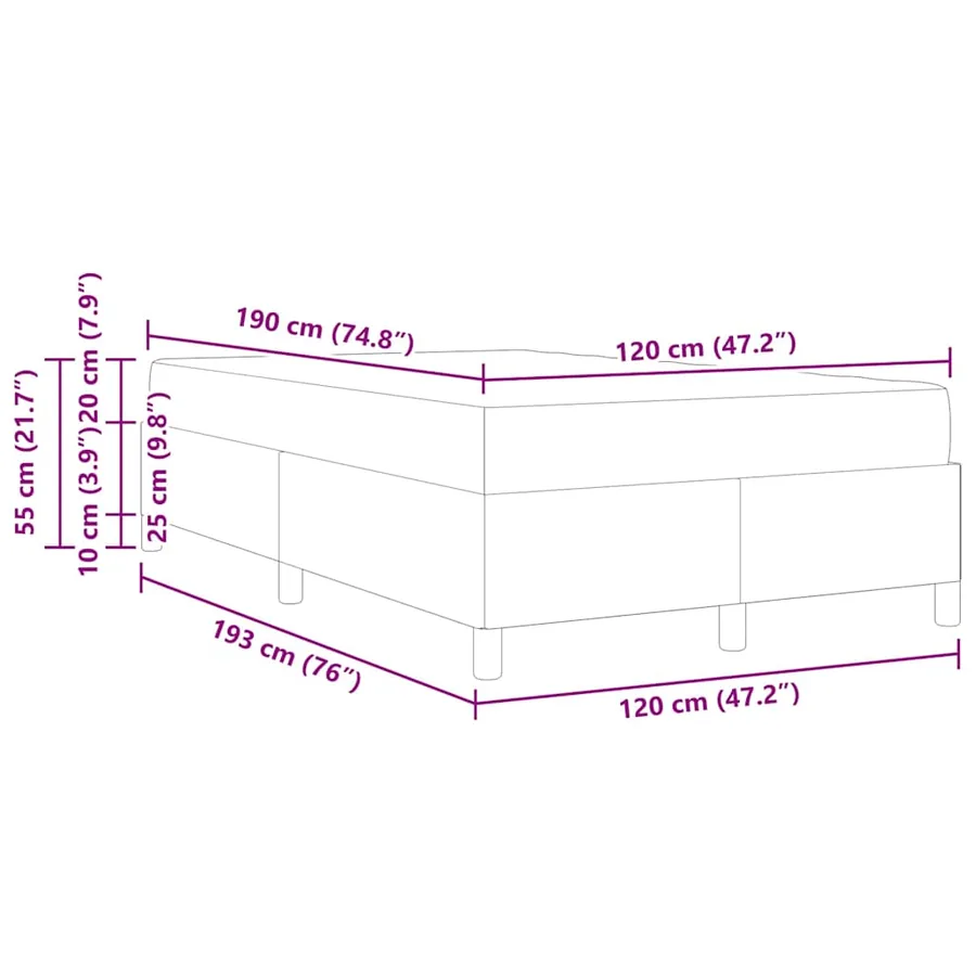 Cadre de lit avec matelas Rose 120 x 190 cm tissu - 11