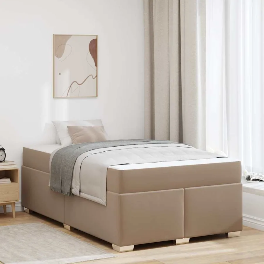 Cadre de lit avec matelas Cappuccino 120 x 190 cm tissu