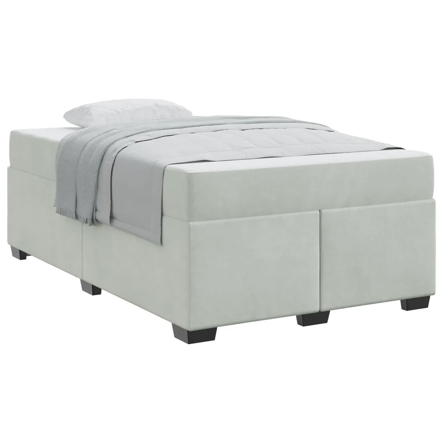 Cadre de lit avec matelas Gris clair 120 x 190 cm tissu - 2