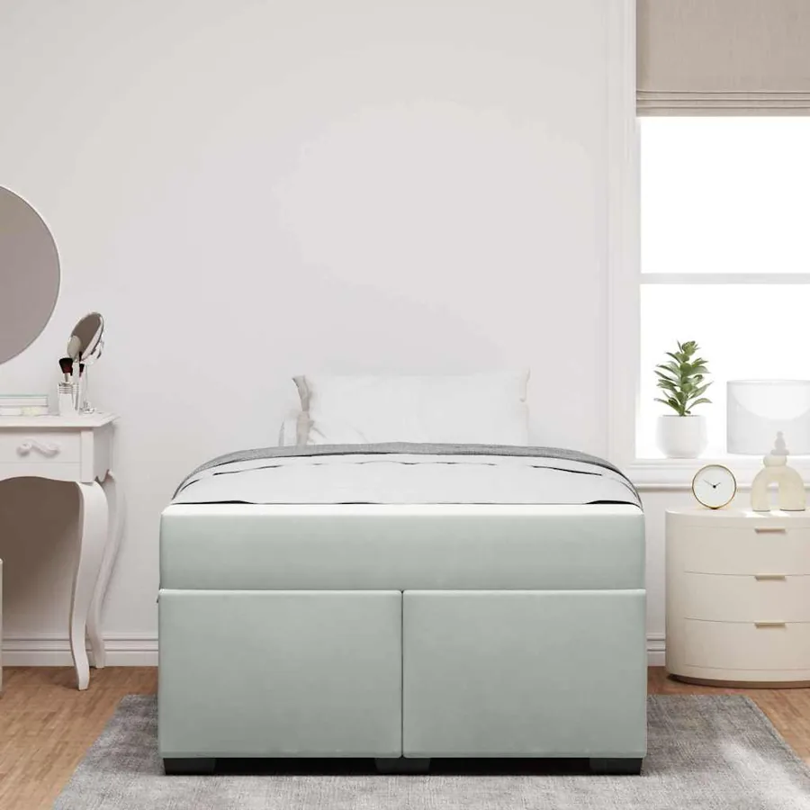 Cadre de lit avec matelas Gris clair 120 x 190 cm tissu - 3