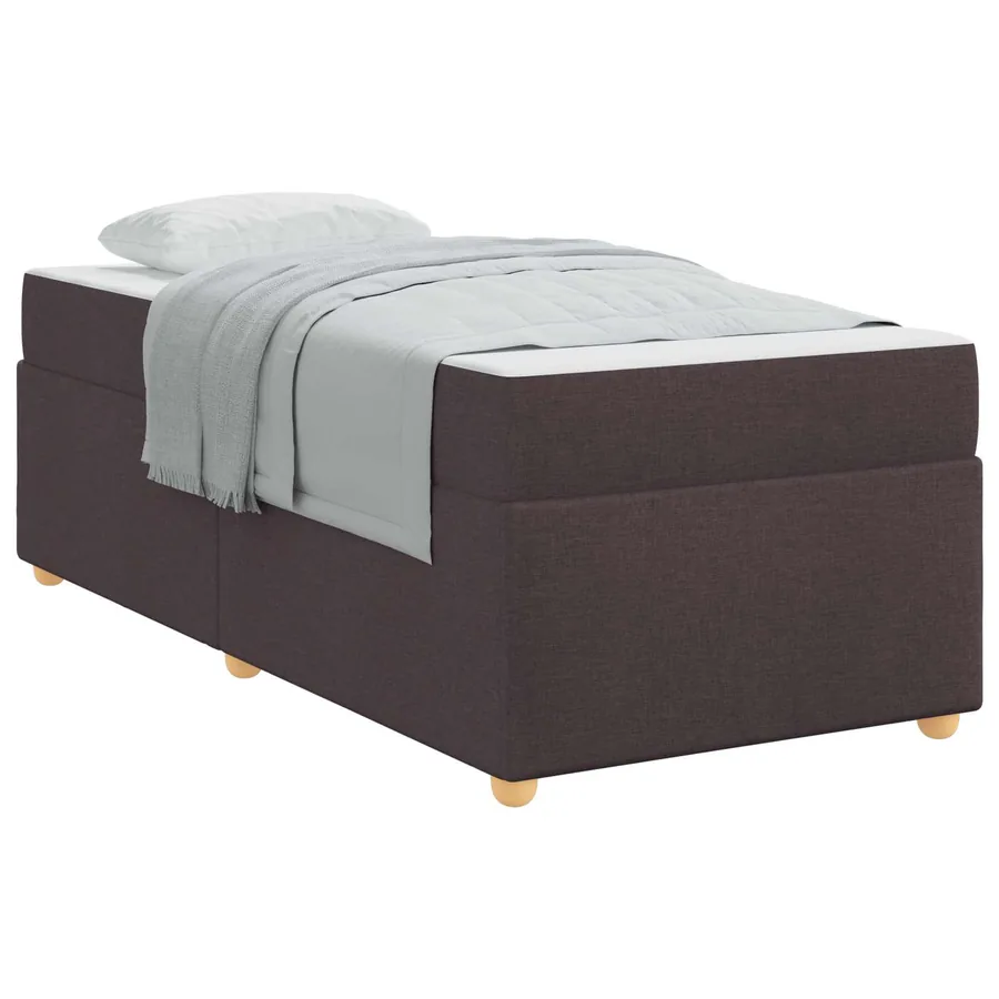 Cadre de lit avec matelas Marron foncé 80 x 200 cm tissu - 2