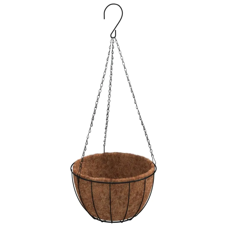Jardinières suspendues 4 pcs avec doublure coco Noir Ø 30x52 cm - 4