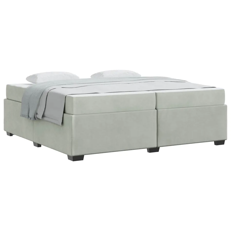 Cadre de lit avec matelas Gris clair 200 x 200 cm tissu - 2
