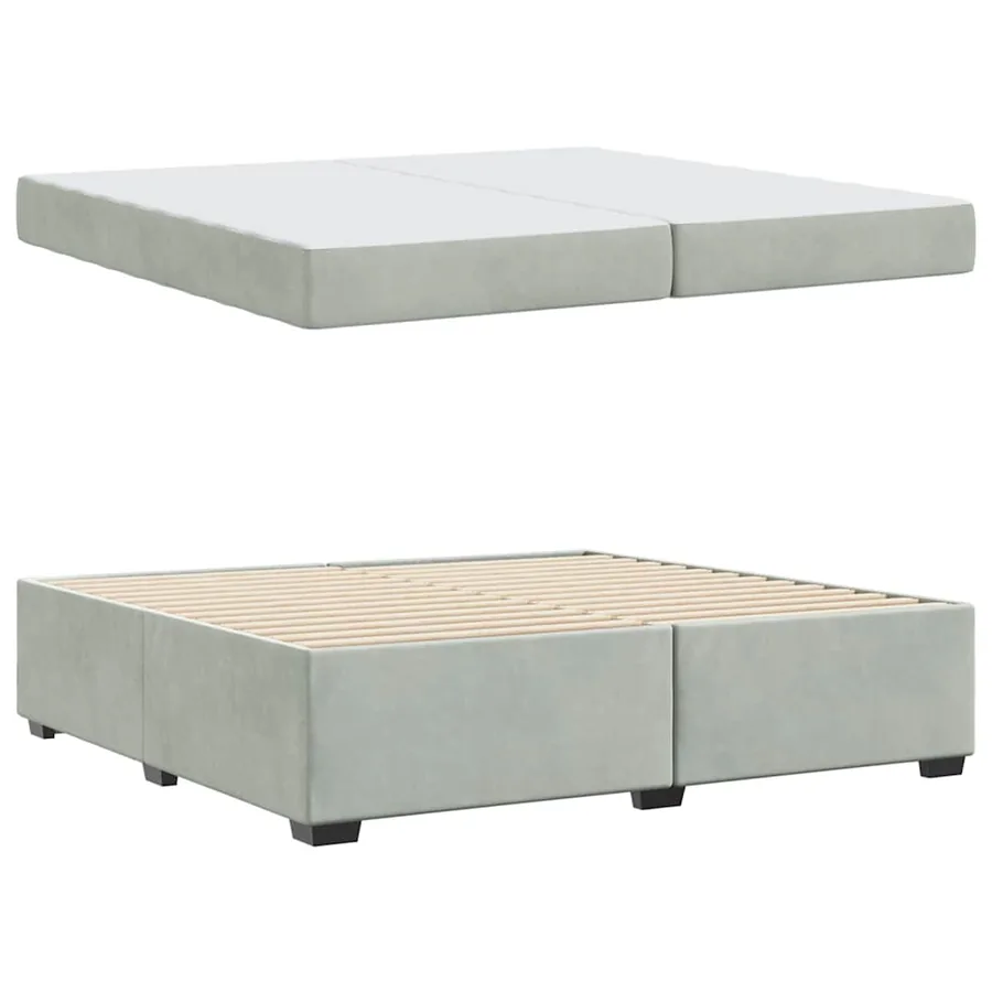 Cadre de lit avec matelas Gris clair 200 x 200 cm tissu - 4