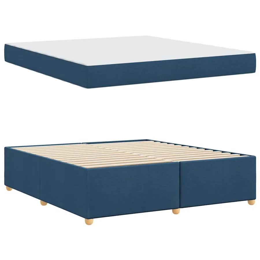 Cadre de lit avec matelas Bleu 180 x 200 cm tissu - 4