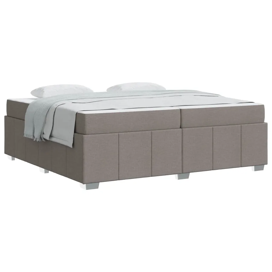 Cadre de lit avec matelas Taupe 200 x 200 cm tissu - 2