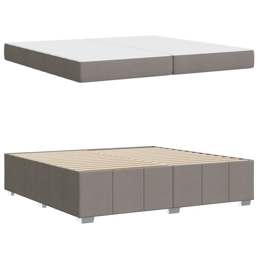 Cadre de lit avec matelas Taupe 200 x 200 cm tissu - 5