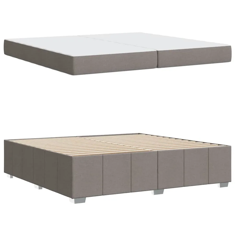 Cadre de lit avec matelas Taupe 200 x 200 cm tissu - 6