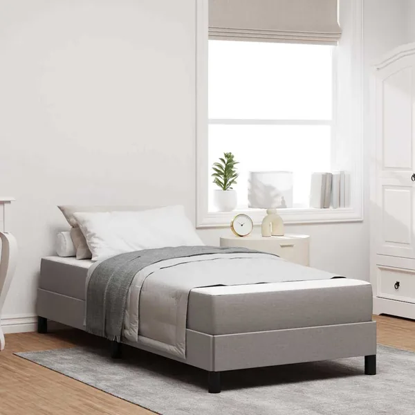 Lit à ressorts avec matelas Taupe 80 x 200 cm tissu