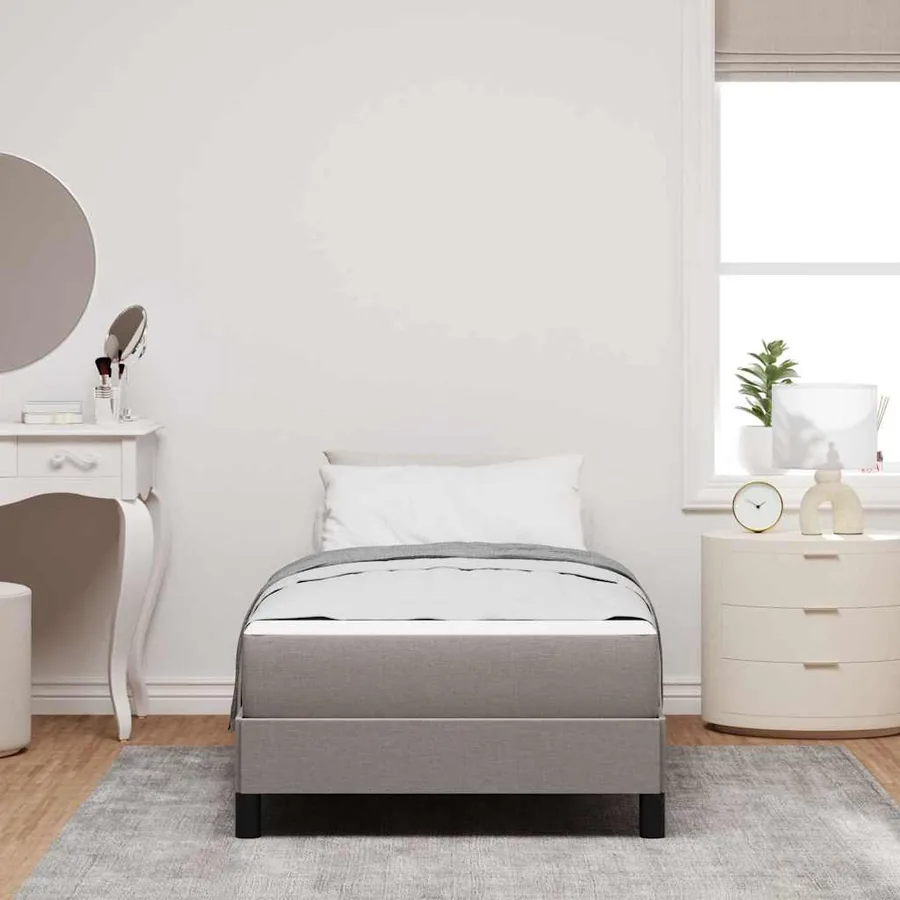 Lit à ressorts avec matelas Taupe 80 x 200 cm tissu - 3