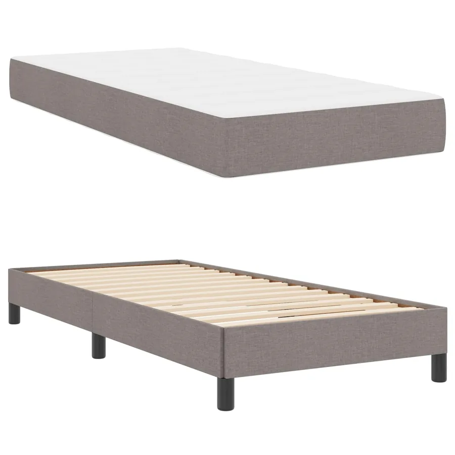 Lit à ressorts avec matelas Taupe 80 x 200 cm tissu - 5