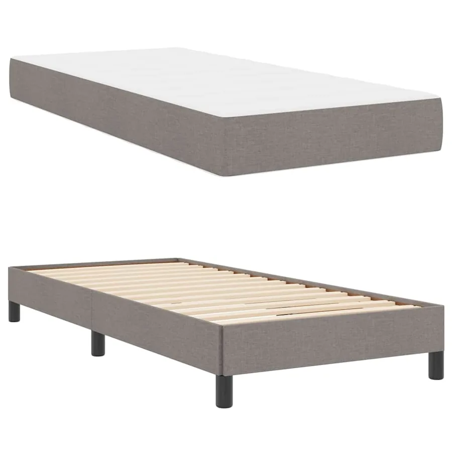 Lit à ressorts avec matelas Taupe 80 x 200 cm tissu - 6