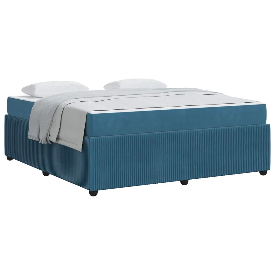 Cadre de lit avec matelas Bleu 180 x 200 cm tissu - 2