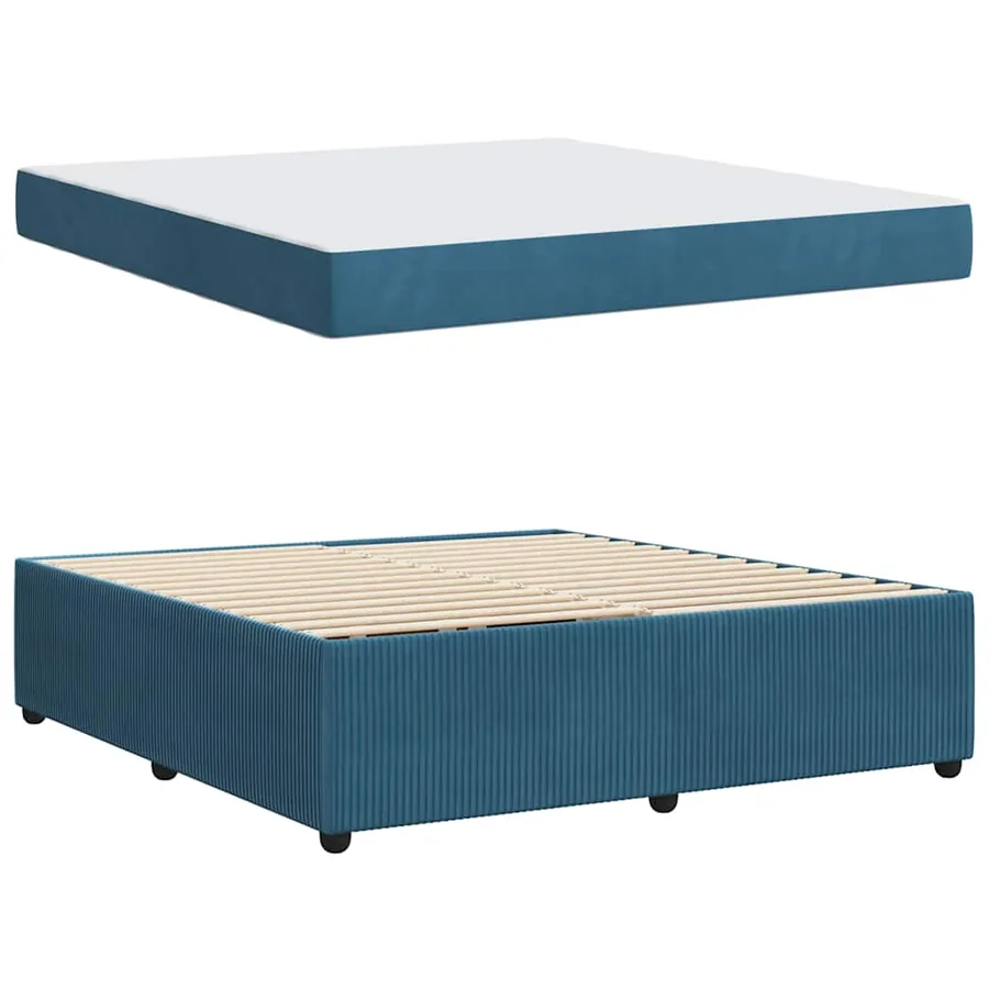 Cadre de lit avec matelas Bleu 180 x 200 cm tissu - 4
