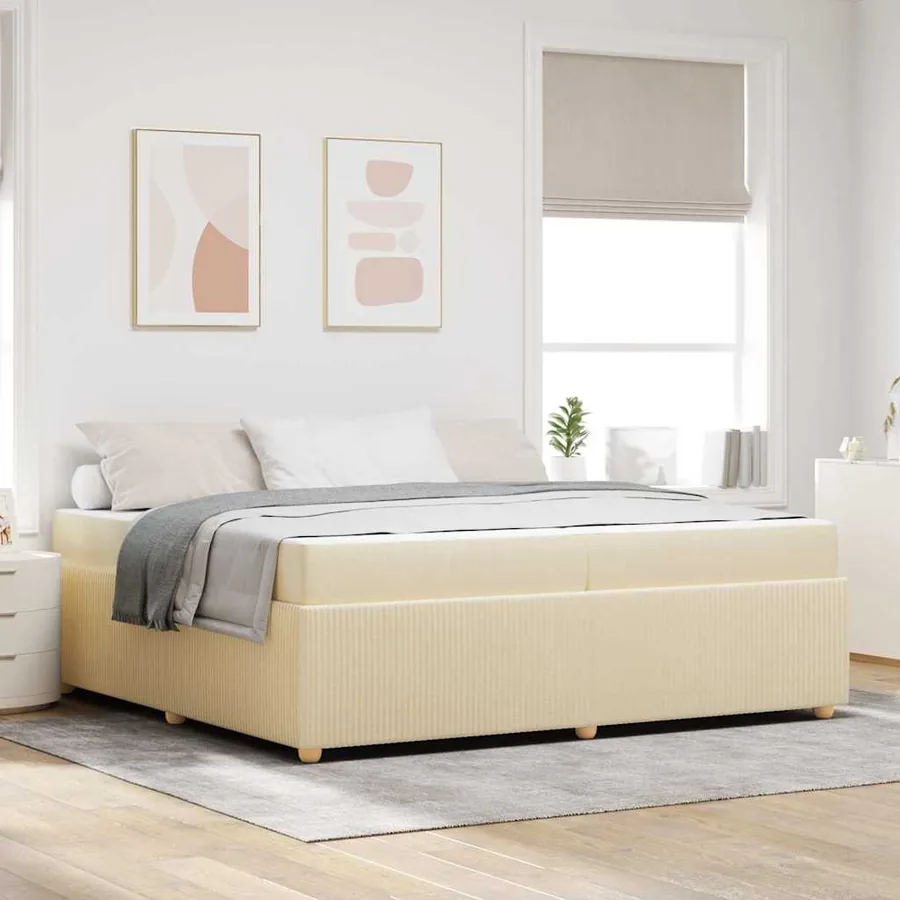 Cadre de lit avec matelas Crème 200 x 200 cm tissu