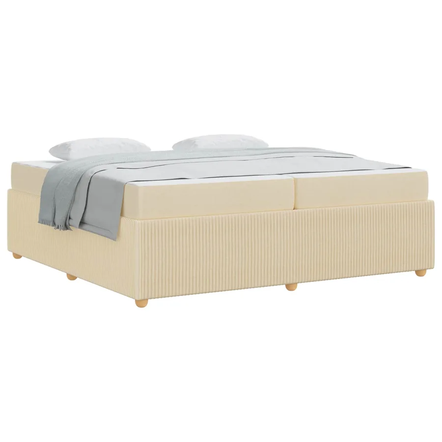 Cadre de lit avec matelas Crème 200 x 200 cm tissu - 2