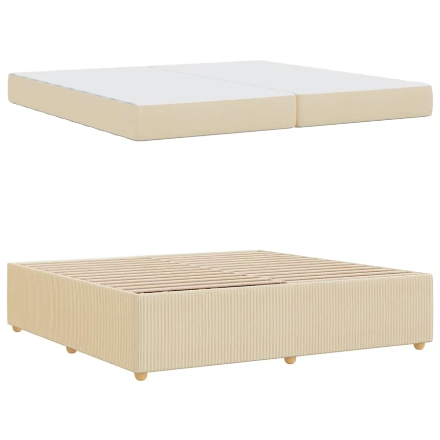 Cadre de lit avec matelas Crème 200 x 200 cm tissu - 4
