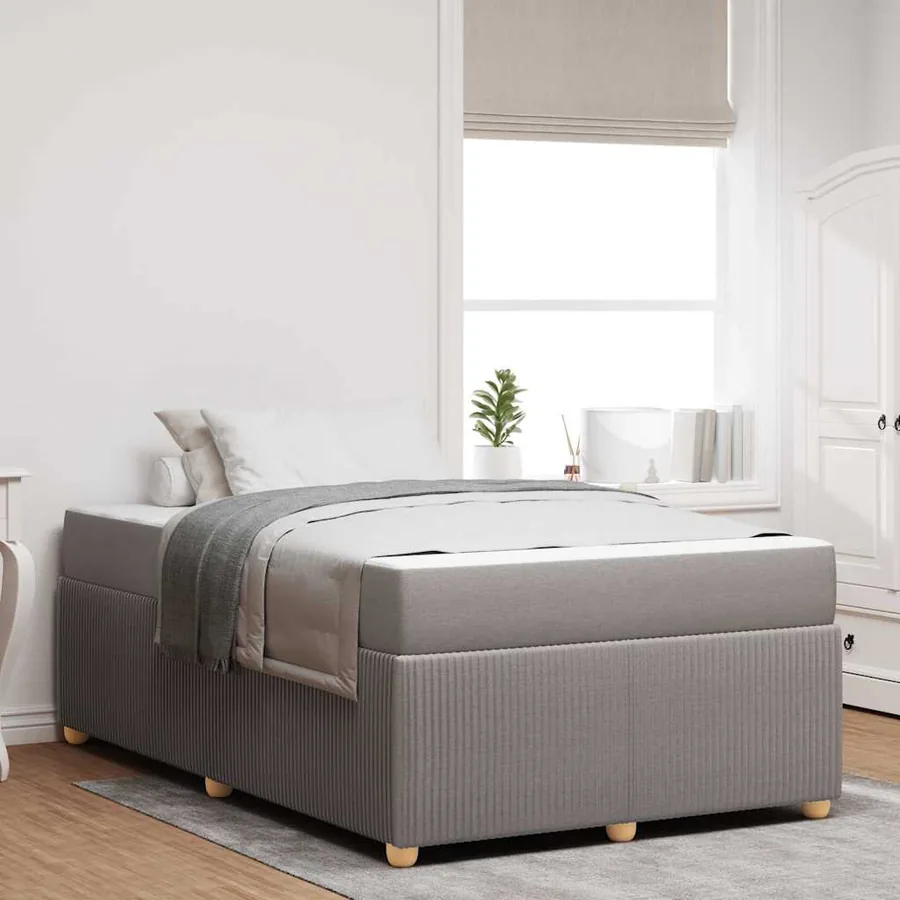 Cadre de lit avec matelas Taupe 120 x 190 cm tissu