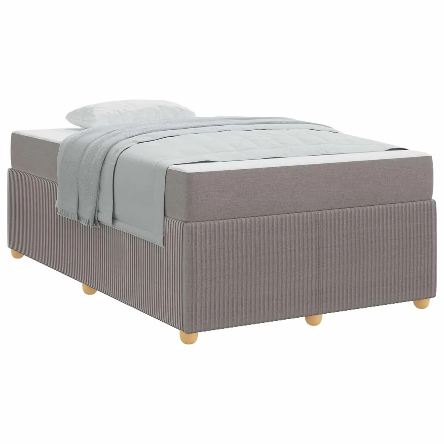 Cadre de lit avec matelas Taupe 120 x 190 cm tissu - 2