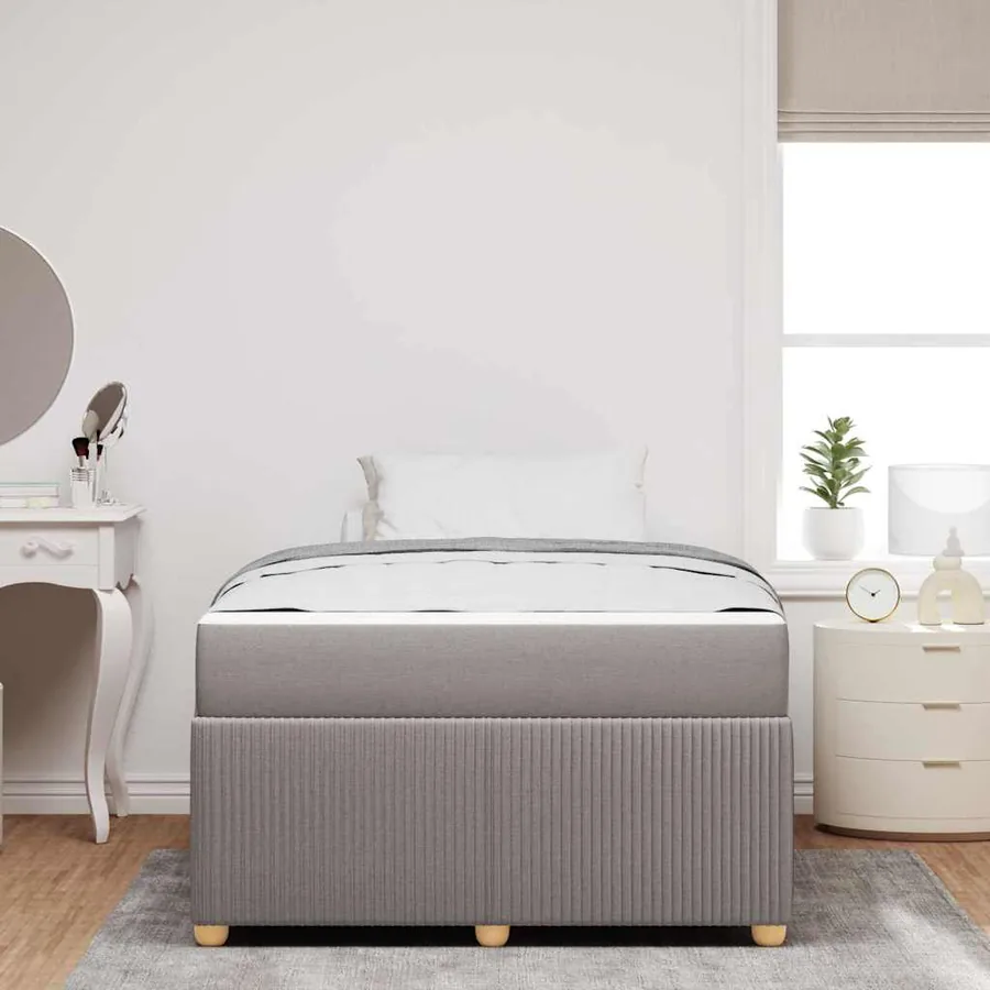 Cadre de lit avec matelas Taupe 120 x 190 cm tissu - 3