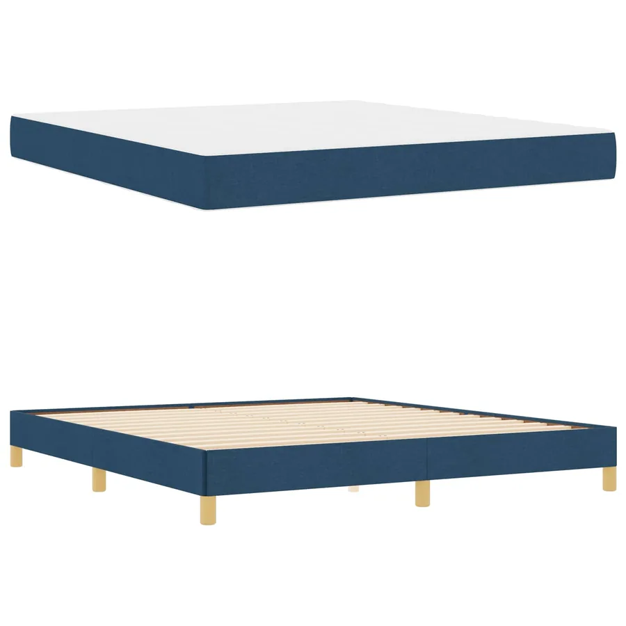 Lit à ressorts avec matelas Bleu 180 x 200 cm tissu - 5