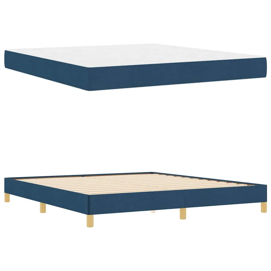 Lit à ressorts avec matelas Bleu 180 x 200 cm tissu - 6