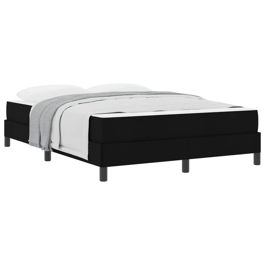 Lit à ressorts avec matelas Noir 140 x 200 cm tissu - 2