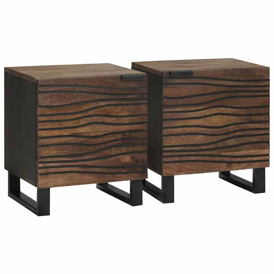 Table de chevet 2 pcs Noyer 40 x 33 x 46 cm Bois d'ingénierie