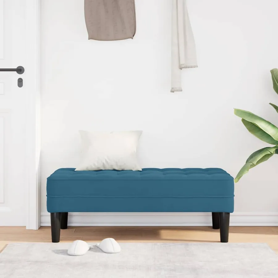 banc avec coussin Bleu 113 x 57 x 39 cm Velours - 3