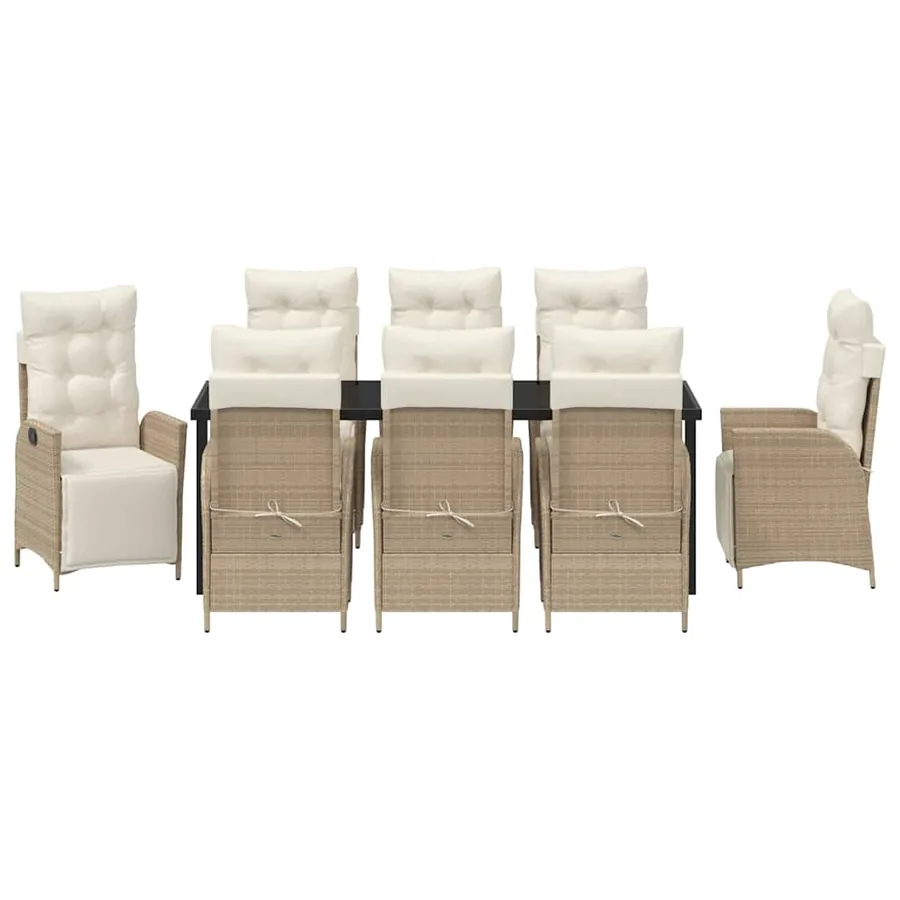 Ensemble de salle à manger pour jardin 9 pcs Beige polyrotin - 7
