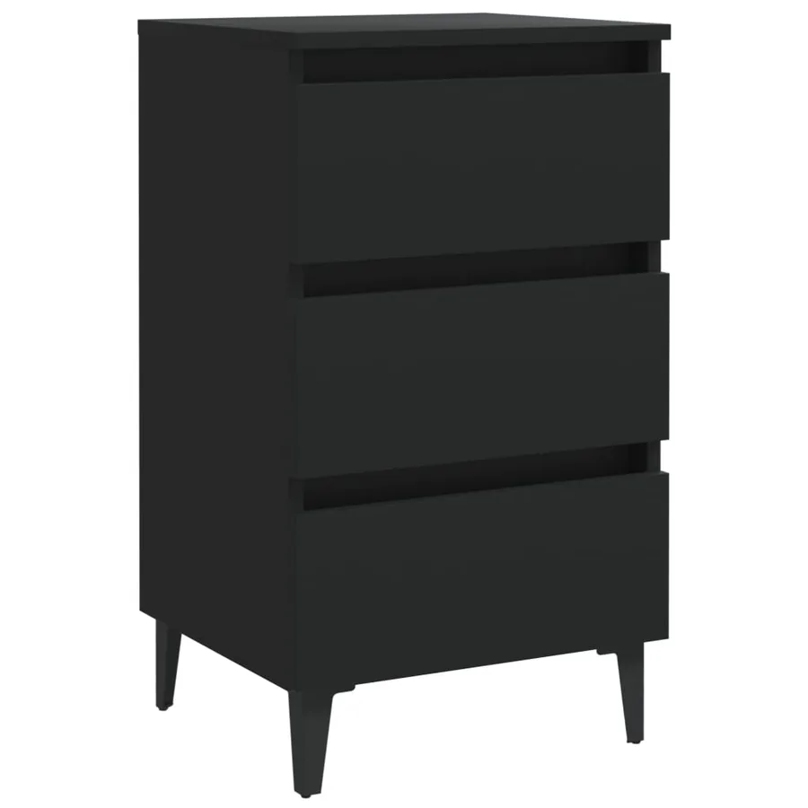 Table de chevet avec pieds en métal noir 40x35x69 cm - 2
