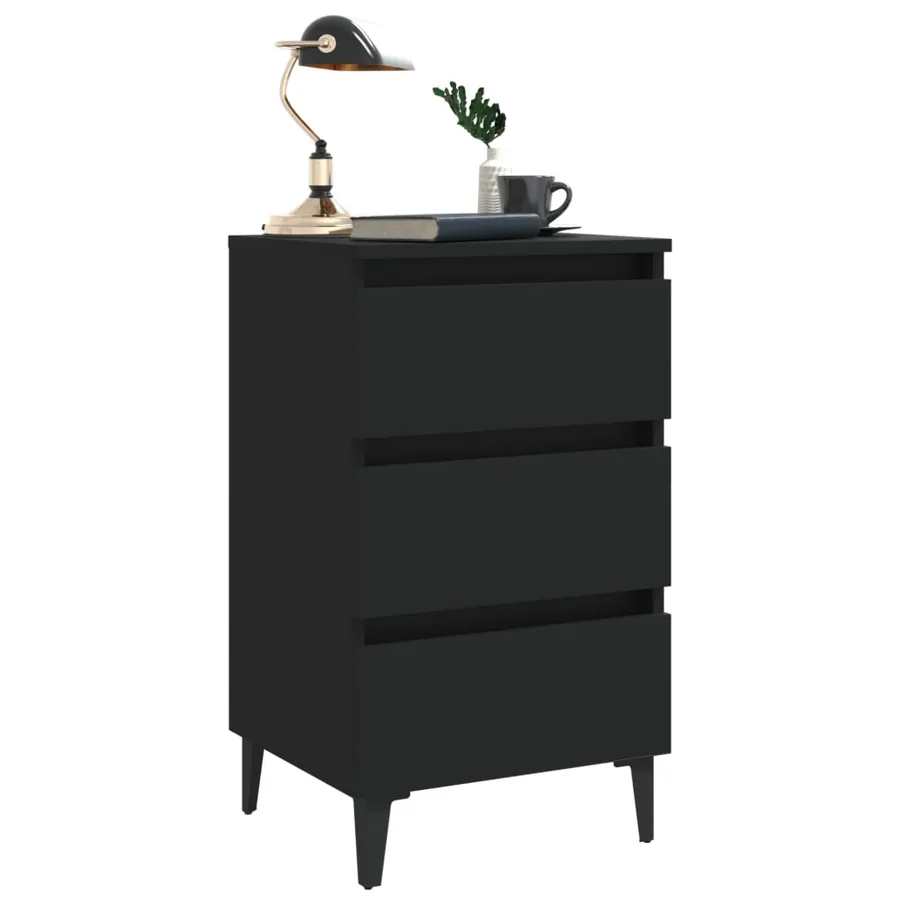 Table de chevet avec pieds en métal noir 40x35x69 cm - 3