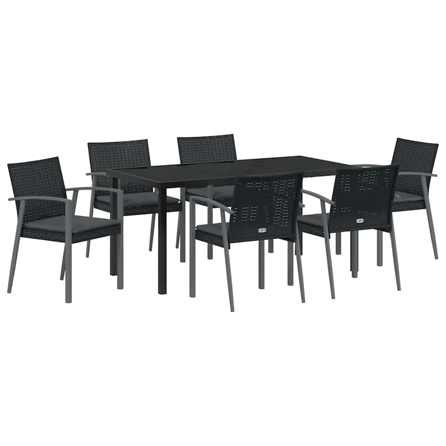Ensemble de salle à manger pour jardin 7 pcs Noir et gris - 2