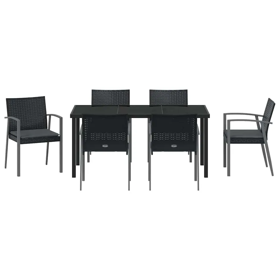 Ensemble de salle à manger pour jardin 7 pcs Noir et gris - 7