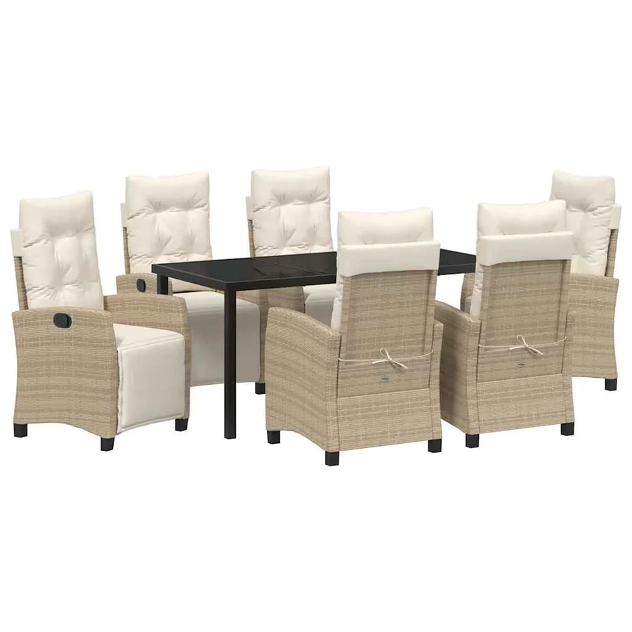 Ensemble de salle à manger pour jardin 7 pcs Beige polyrotin - 2
