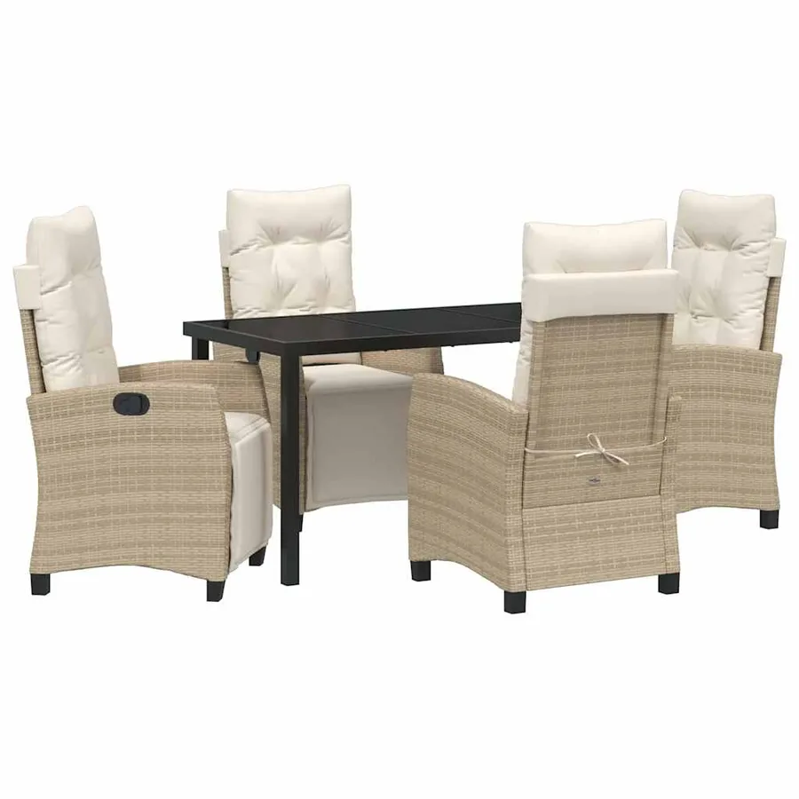 Ensemble de salle à manger pour jardin 5 pcs Beige polyrotin - 2