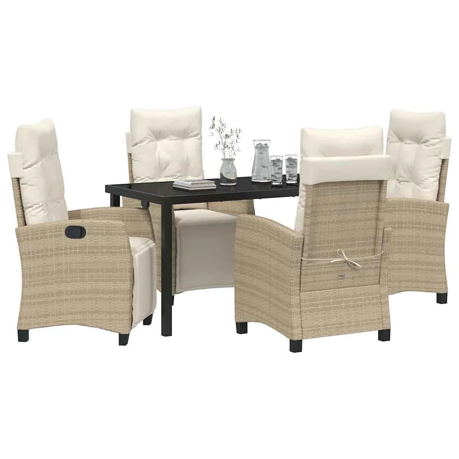 Ensemble de salle à manger pour jardin 5 pcs Beige polyrotin - 3