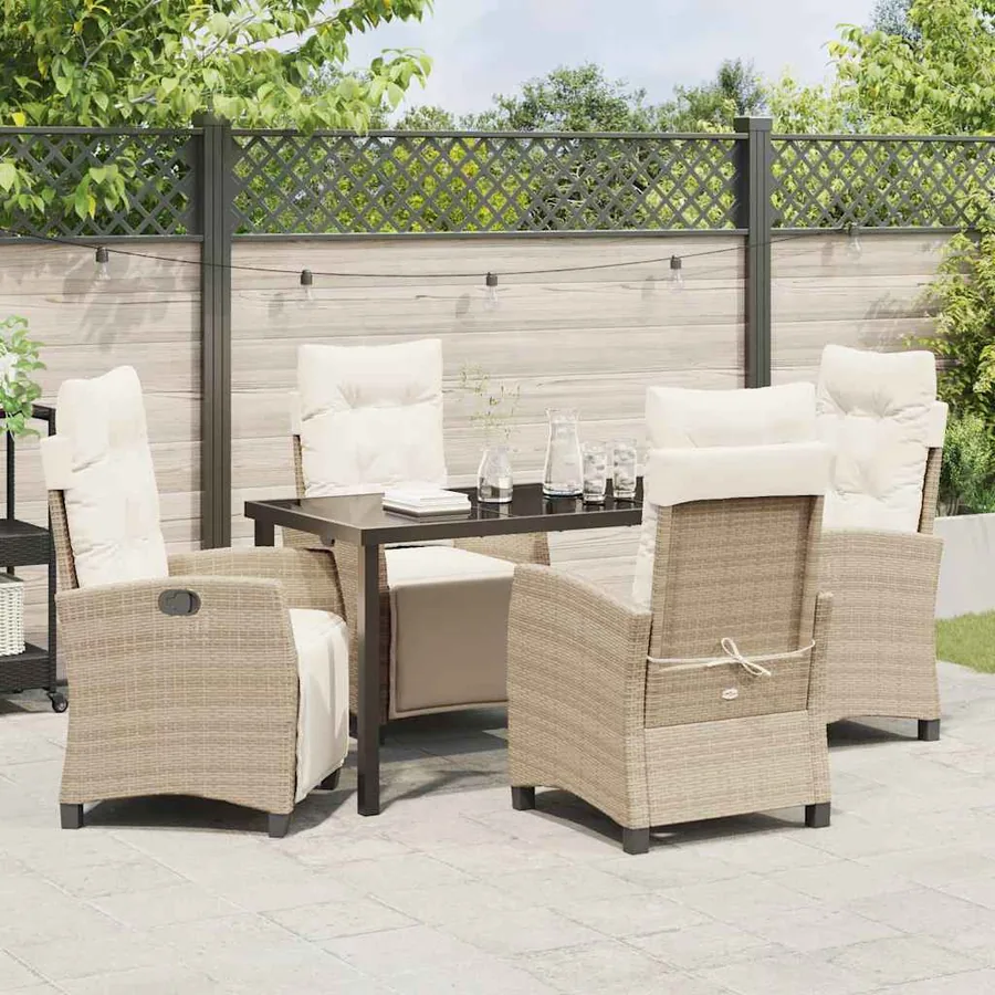 Ensemble de salle à manger pour jardin 5 pcs Beige polyrotin - 4