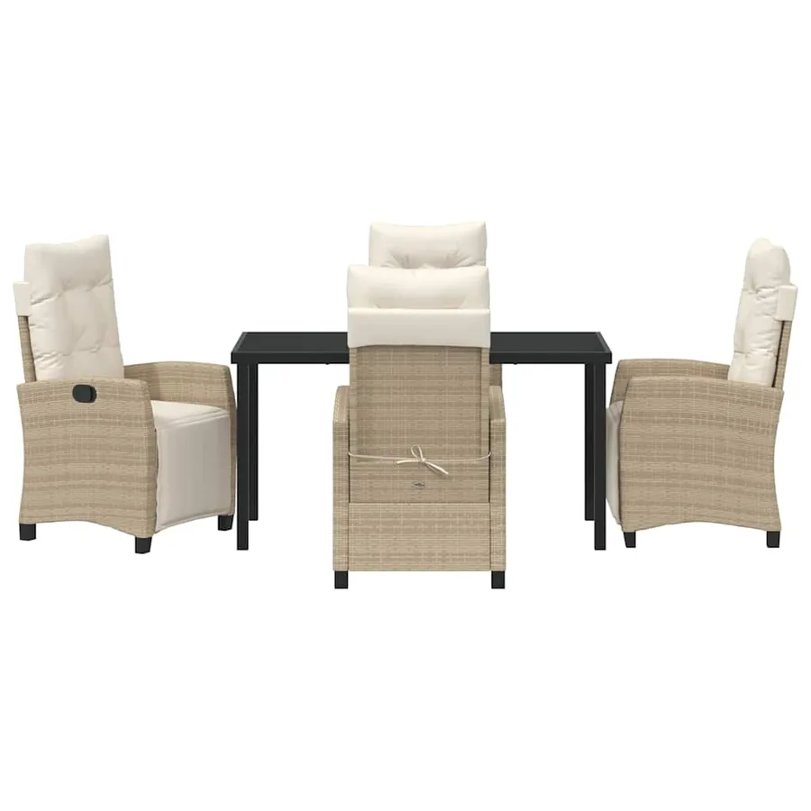 Ensemble de salle à manger pour jardin 5 pcs Beige polyrotin - 7
