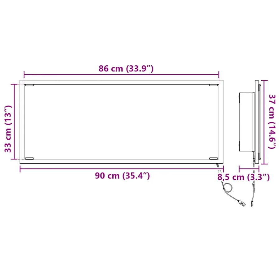 Miroir Chêne fumé 90 x 8,5 x 37 cm Bois d'ingénierie - 11