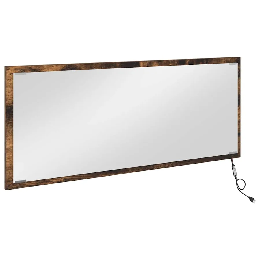 Miroir Chêne fumé 90 x 8,5 x 37 cm Bois d'ingénierie - 2