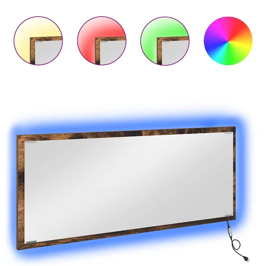 Miroir Chêne fumé 90 x 8,5 x 37 cm Bois d'ingénierie - 3