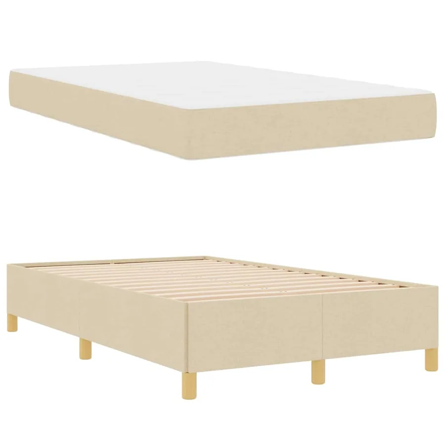 Cadre de lit avec matelas Crème 120 x 190 cm tissu - 4