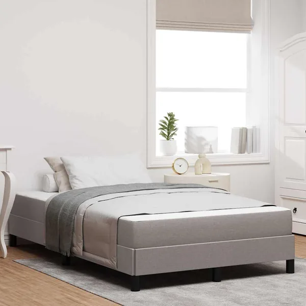 Lit à ressorts avec matelas Taupe 120 x 190 cm tissu
