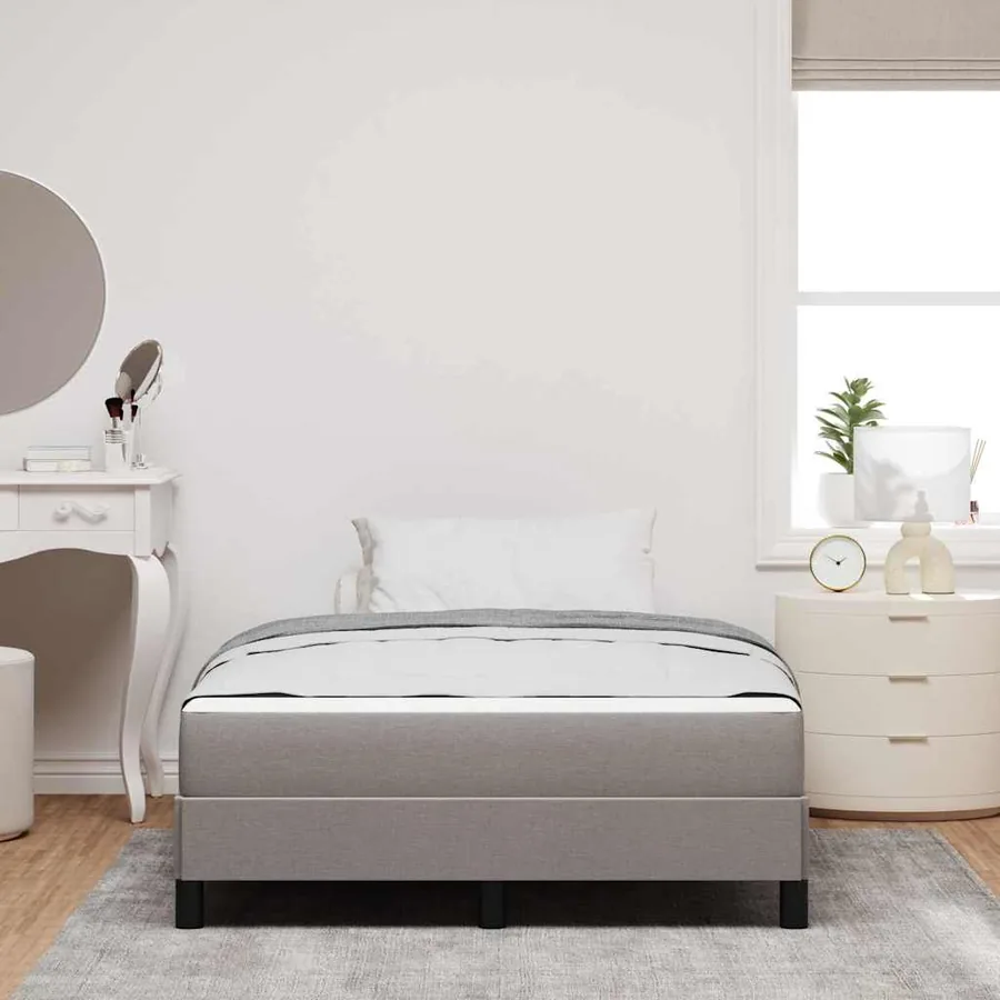 Lit à ressorts avec matelas Taupe 120 x 190 cm tissu - 3