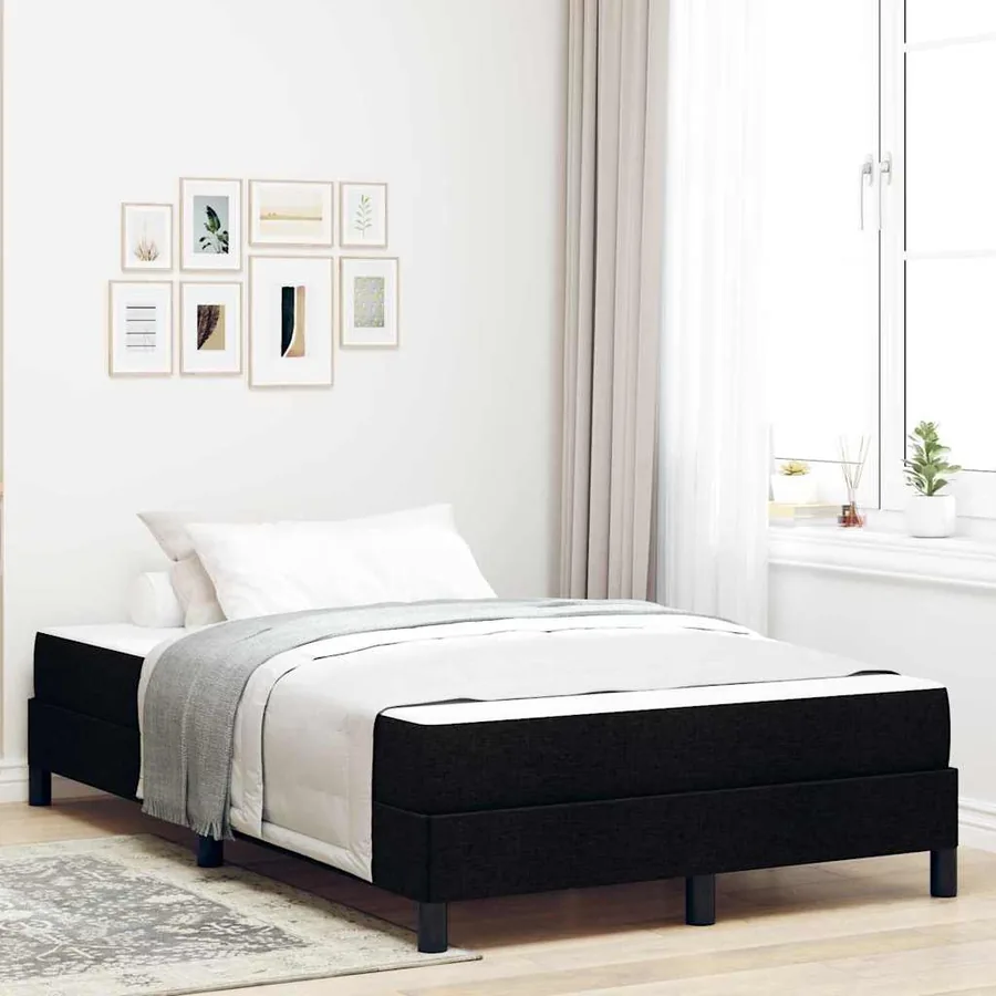 Lit à ressorts avec matelas Noir 120 x 190 cm tissu