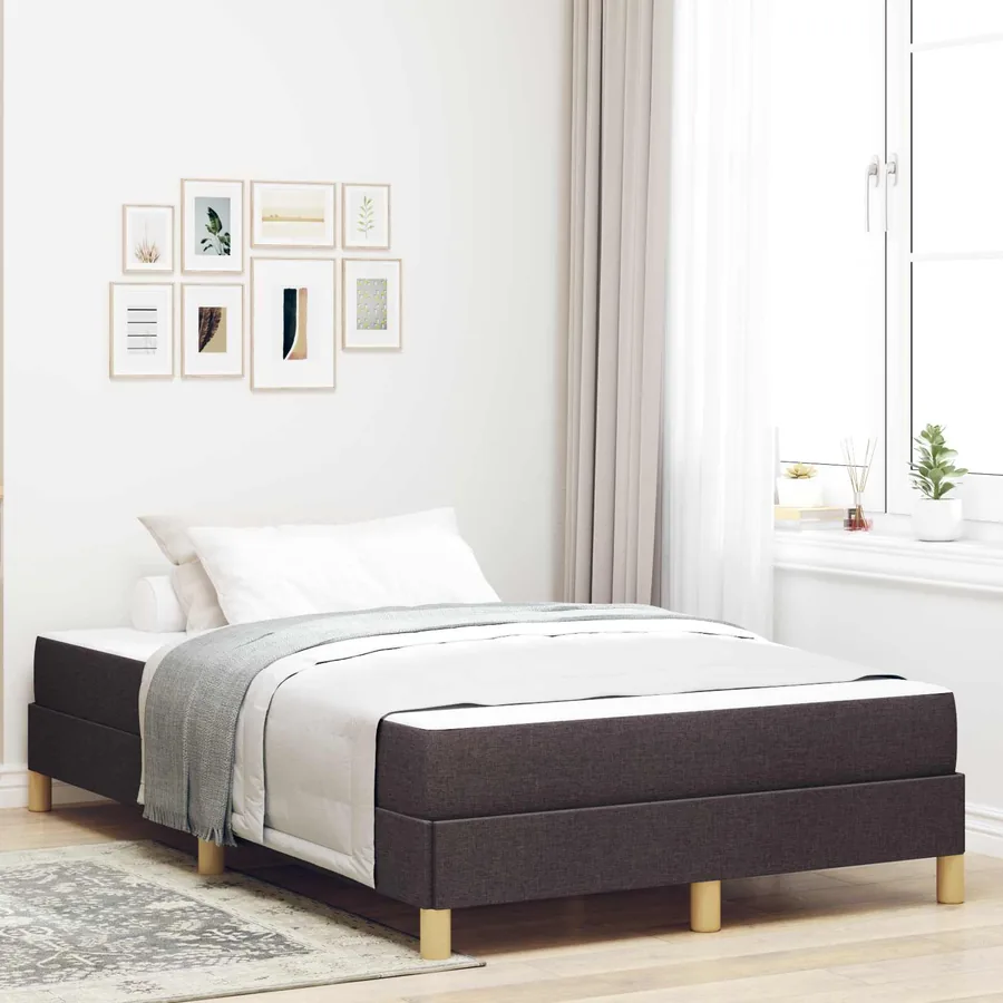 Lit à ressorts avec matelas Marron foncé 120 x 190 cm tissu